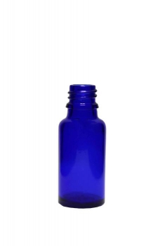 Blauglasflasche 20ml, Mündung DIN18  Lieferung ohne Verschluss, bei Bedarf bitte separat bestellen.